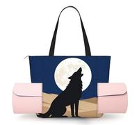 CNTDBU Mysterious Lone Wolf - Borsa da yoga da donna, grande borsa da palestra con supporto per tappetino da yoga, borsa a tracolla leggera per allenamento, viaggi, spiaggia