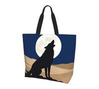 CNTDBU Mysterious Lone Wolf - Borsa larga a tracolla da donna, leggera, impermeabile, riutilizzabile, con tasca interna, per lavoro e viaggi