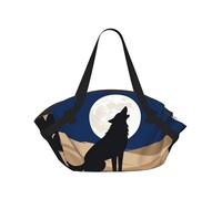 CNTDBU Mysterious Lone Wolf - Coperta da picnic 2 in 1, pieghevole, impermeabile, tappetino rotondo per spiaggia, parco, borsa da campeggio portatile con tasche portaoggetti per avventure all'aperto