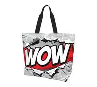 CNTDBU News Explosion Pop - Borsa larga da donna, leggera, impermeabile, riutilizzabile, con tasca interna, per lavoro, viaggi