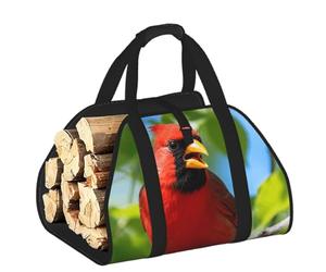 CNTDBU North American Cardinal - Borsa porta legna da ardere, in tela resistente, impermeabile, con manici imbottiti
