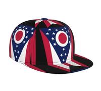 CNTDBU Ohio State Flag Flat Peak Snapback Cappello da baseball per uomo e donna regolabile traspirante con fascia assorbente del sudore nero
