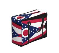 CNTDBU Ohio State Flag Heavy Duty Shopping Tote Bag - Borsa impermeabile riutilizzabile per la spesa con cerniera, borsa pieghevole per viaggi e picnic