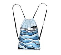 CNTDBU Onde che lambiscono le rocce Zaino pieghevole con coulisse, leggero, ripiegabile, riutilizzabile, per viaggi, zaino compatto per campeggio, palestra