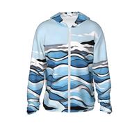 CNTDBU Onde che lappano le rocce con cappuccio con protezione solare, leggera e traspirante, camicia da pesca per uomo e donna, giacca UV per attività all'aperto, escursionismo, corsa, viaggi, Nero