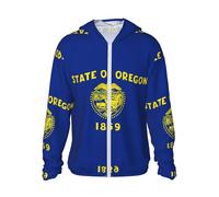 CNTDBU Oregon State Flag - Felpa con cappuccio con protezione solare, leggera e traspirante, per uomo e donna, giacca UV per attività all'aperto, escursionismo, corsa e viaggi, Nero , Taglia unica