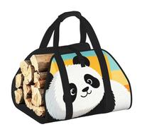 CNTDBU Panda Borsa per legna da ardere, in tela resistente, impermeabile, con manici imbottiti