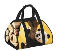 CNTDBU Panda Climb - Borsa per legna da ardere in tela resistente, impermeabile, con manici imbottiti