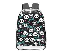 CNTDBU Panda cute face Clear Backpack 16 Inch-Transparent PVC Stadium Approvato Bag, Personalizzato All-Over Stampa Frontale Pocket, Leggero Viaggio Daypack Unisex