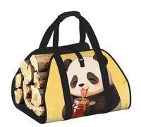 CNTDBU Panda Drink Honey - Borsa per legna da ardere, in tela resistente, impermeabile, con manici imbottiti