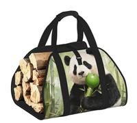 CNTDBU Panda Eat - Borsa per legna da ardere in bambù, resistente, impermeabile, con manici imbottiti