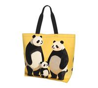CNTDBU Panda Family - Borsa larga da donna, leggera, impermeabile, riutilizzabile, con tasca interna, per lavoro e viaggi