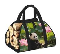 CNTDBU Panda Lotus - Borsa per legna da ardere in tela resistente, impermeabile, con manici imbottiti