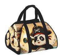 CNTDBU Panda Pirate Eye - Borsa per legna da ardere in tela resistente, impermeabile, con manici imbottiti