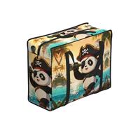 CNTDBU Panda Pirate Eye Heavy Duty Shopping Tote Bag - Borsa impermeabile riutilizzabile per la spesa con cerniera, borsa pieghevole per viaggi e picnic