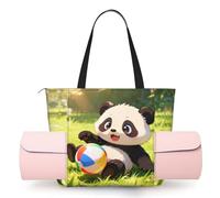 CNTDBU Panda Play Ball - Borsa da yoga da donna, grande borsa da palestra con supporto per tappetino da yoga, borsa a tracolla leggera per allenamento, viaggi, spiaggia