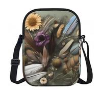 CNTDBU Piccola borsa a tracolla con fiore di piuma, borsa leggera con cerniera per donna, borsa a tracolla casual impermeabile per portafoglio da viaggio per telefono