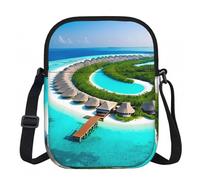 CNTDBU Piccola borsa a tracolla con paesaggio delle Maldive, borsa leggera con cerniera da donna, borsa a tracolla casual impermeabile per portafoglio da viaggio per telefono