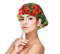 CNTDBU Pine Fall - Cuffia da notte in raso da donna, a doppio strato, in morbida seta, regolabile, protezione per capelli lunghi e ricci
