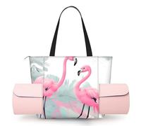 CNTDBU Pink Flamingo - Borsa da yoga da donna, grande borsa da palestra con supporto per tappetino da yoga, borsa a tracolla leggera per allenamento, viaggi, spiaggia