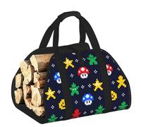 CNTDBU Pixel Plants - Borsa per legna da ardere, in tela resistente, impermeabile, con manici imbottiti