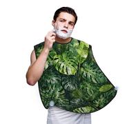 CNTDBU Plant Leaves - Bavaglino da barba per uomo, per tagliare la barba, grembiule impermeabile da barbiere con ventose