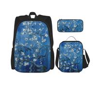 CNTDBU Plum Bossom, set 3 in 1, borsa da viaggio per pendolari, borsa termica per il pranzo da lavoro, con custodia per laptop