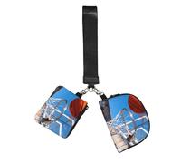 CNTDBU Portachiavi, portafoglio da donna con cerchio da basket, piccola borsa da polso per chiavi, carte, confezione da 2 tasche con cerniera per corsa, palestra, viaggi, sport all'aria aperta