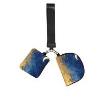 CNTDBU Portafoglio da donna con portachiavi a forma di luna crescente e stelle, piccola borsa da polso per chiavi e carte, confezione da 2 tasche con cerniera per corsa, palestra, viaggi, sport
