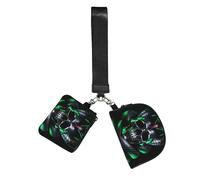 CNTDBU Portafoglio portachiavi da donna con teschio di serpente mortale, piccola borsa da polso per chiavi e carte, confezione da 2 tasche con cerniera per corsa, palestra, viaggi, sport all'aria