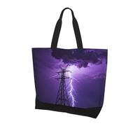 CNTDBU Power Tower Lightning - Borsa larga da donna, leggera, impermeabile, riutilizzabile, con tasca interna, per lavoro e viaggi