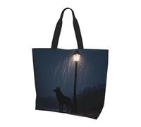 CNTDBU Rain Night Wolf - Borsa larga da donna, leggera, impermeabile, riutilizzabile, con tasca interna, per lavoro e viaggi