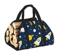 CNTDBU Rockets and Planets - Borsa per legna da ardere, in tela resistente, impermeabile, con manici imbottiti