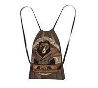 CNTDBU Rustic Lodge Bear, zaino pieghevole con coulisse, leggero, pieghevole, riutilizzabile, per viaggi, zaino compatto per campeggio, palestra