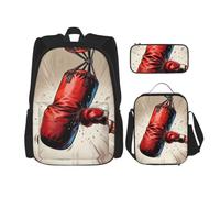 CNTDBU Sacco da boxe, zaino altalena, borsa per il pranzo, set 3 in 1, borsa da viaggio per pendolari, borsa termica per il pranzo per lavoro con custodia per laptop