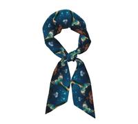 CNTDBU Sciarpa da donna in raso setoso a forma di coda di sirena, sciarpa lunga e leggera alla moda, morbida fascia per capelli con stampa su tutta la superficie