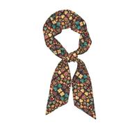 CNTDBU Sciarpa da donna in raso setoso con cuori colorati, sciarpa lunga e leggera alla moda, morbida fascia per capelli con stampa su tutta la superficie