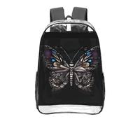 CNTDBU Science Butterfly - Zaino trasparente da 40,6 cm, in PVC, con stampa su tutta la superficie, tasca frontale leggera da viaggio, unisex