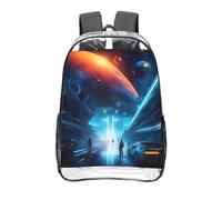 CNTDBU Science Fiction Future - Zaino trasparente da 40,6 cm, in PVC, approvato dallo stadio, tasca frontale con stampa su tutta la superficie, zaino da viaggio leggero unisex