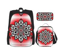 CNTDBU Set 3 in 1 borsa da viaggio per pendolari, borsa termica per il pranzo con motivo floreale dei nativi americani, borsa termica per il lavoro con custodia per laptop