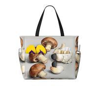 CNTDBU Set di funghi e aglio, borsa da viaggio da spiaggia di grande capacità, borsone impermeabile con 7 tasche, borsa oversize per palestra campeggio, leggero pieghevole