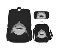 CNTDBU Shark Smile - Set 3 in 1 borsa da viaggio per pendolari, borsa termica per il pranzo da lavoro, con custodia per laptop