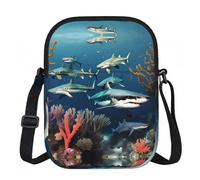 CNTDBU Sharks under the sea Piccola borsa a tracolla - Borsa leggera con zip da donna, borsa a tracolla casual impermeabile per portafoglio da viaggio per telefono