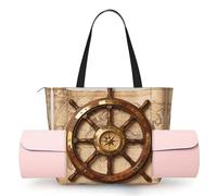 CNTDBU Ship Wheel Compass - Borsa da yoga da donna, grande borsa da palestra con supporto per tappetino da yoga, borsa a tracolla leggera per allenamento, viaggi, spiaggia