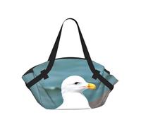 CNTDBU Simpatico gabbiano 2 in 1 coperta da picnic pieghevole impermeabile tappetino rotondo per spiaggia parco, borsa da campeggio portatile con tasche portaoggetti per avventure all'aperto