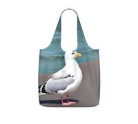 CNTDBU Simpatico gabbiano ripiegabile borsa per la spesa, leggera, riutilizzabile, per generi alimentari, zaino da viaggio con coulisse, per lavoro e palestra