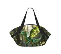 CNTDBU Simpatico motivo drago 2 in 1 coperta da picnic pieghevole impermeabile tappetino rotondo per spiaggia parco, borsa da campeggio portatile con tasche portaoggetti per avventure all'aperto