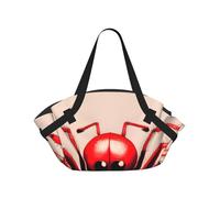CNTDBU Simpatico piccolo ragno rosso 2-in-1 coperta da picnic borsa pieghevole impermeabile tappetino rotondo per spiaggia parco, borsa da campeggio portatile con tasche portaoggetti per avventure