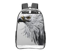 CNTDBU Sketching an eagle - Zaino trasparente da 40,6 cm, in PVC, con stampa su tutta la superficie, tasca frontale leggera da viaggio, unisex