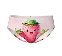 CNTDBU Slip a triangolo da uomo con fragola sorridente, biancheria intima morbida elasticizzata traspirante con sacchetto, cintura senza etichetta traspirante per l'uso quotidiano, Nero , M